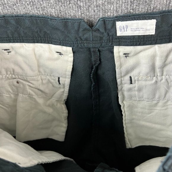 Gap Shorts Adult 36 Black Flat Front Chino Linen Cotton Mens 10" Inseam - Picture 7 of 11